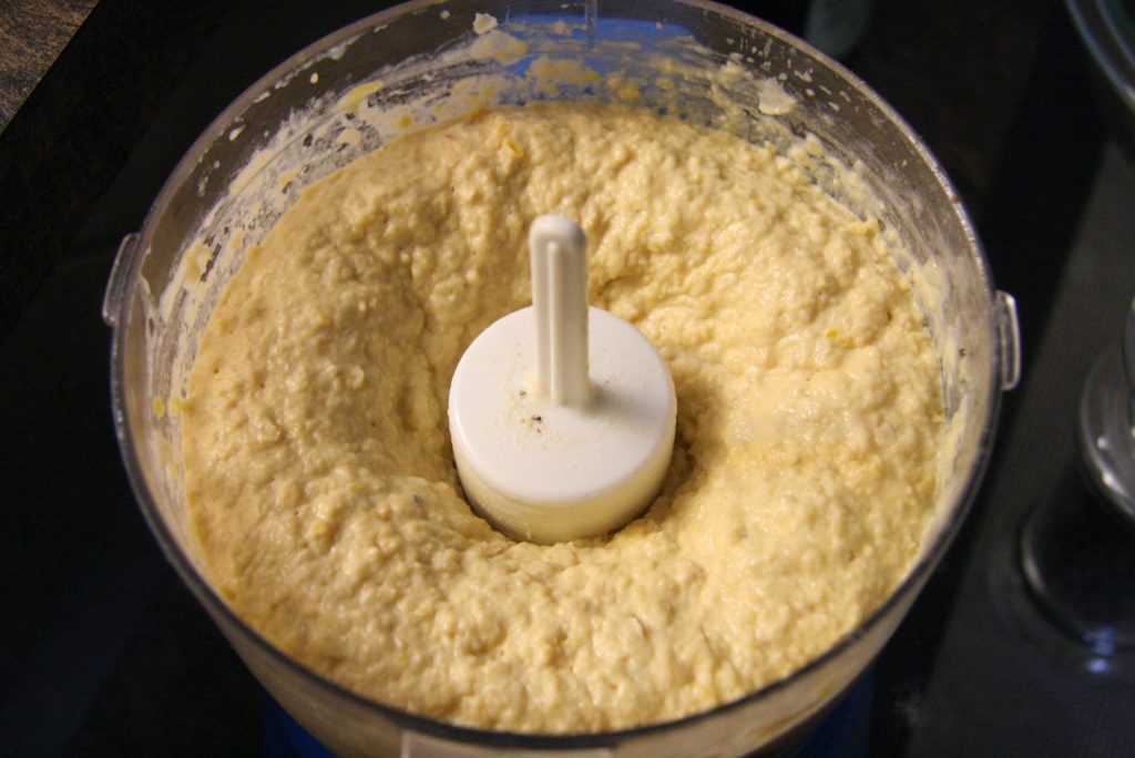 Creamy hummus (humus) dip Home made hummus (humus) dip processed in food processor.