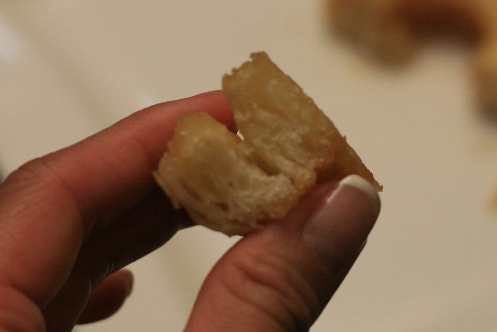 Cross-section of Not Quite Nigella's Cronut showing the flaky layers and double-stacking. Cross-section of Not Quite Nigella's Cronut showing the flaky layers and double-stacking.