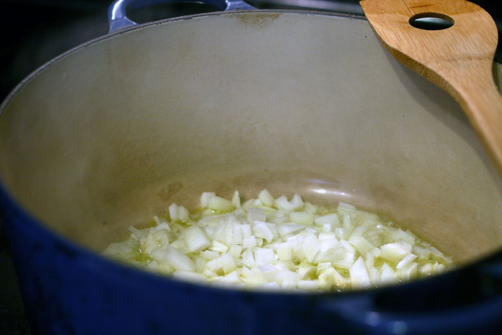 cooking down onions and garlic