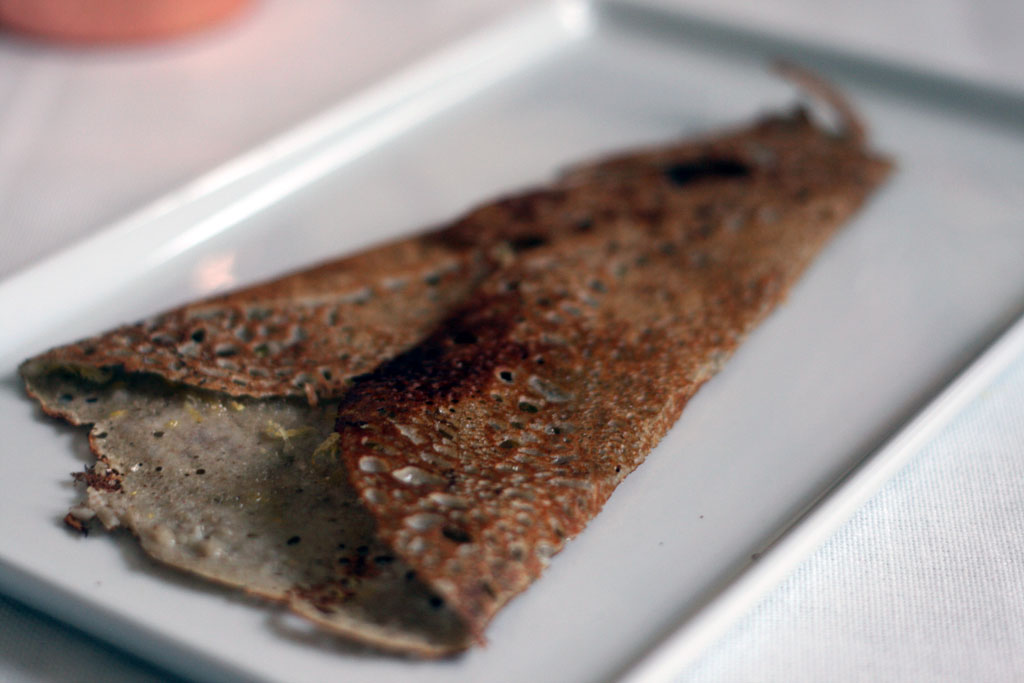 buckwheat sweet crepe Sweet Buckwheat crepe with sugar and lemon zest inside