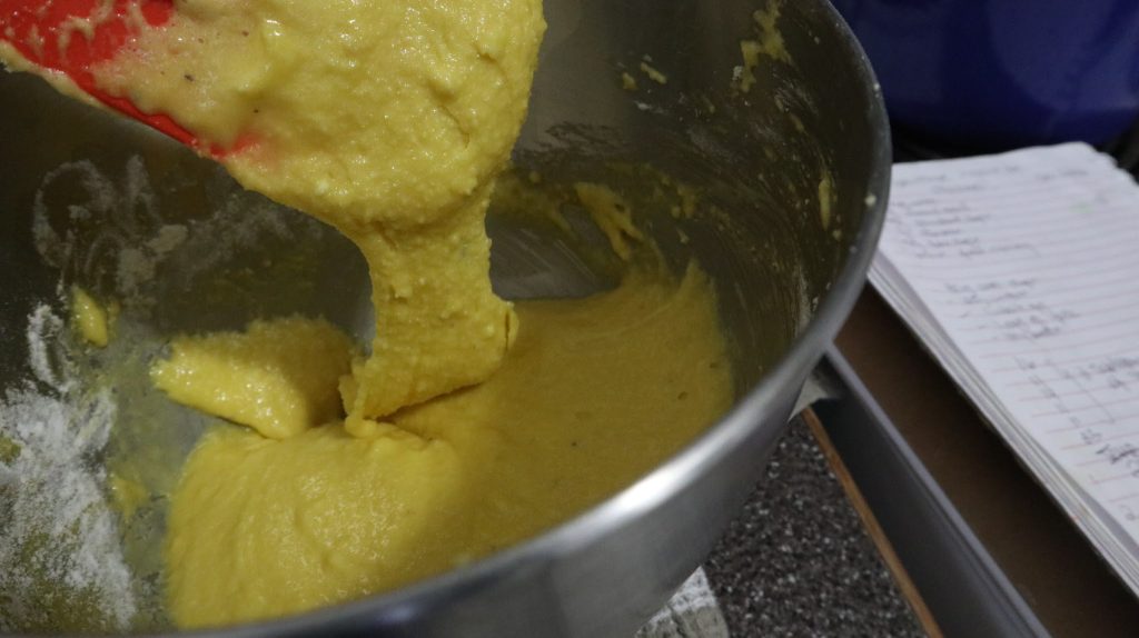 what the macaron batter looks like when it moves slowly like magma