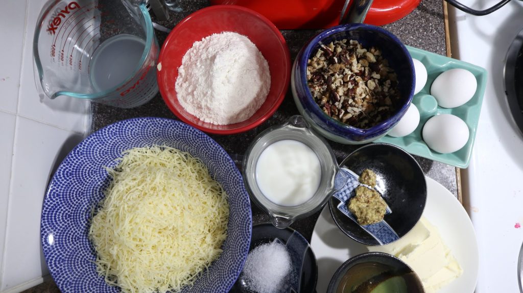 ingredients for making gougeres from Every Day Dorie by Dorie Greenspan