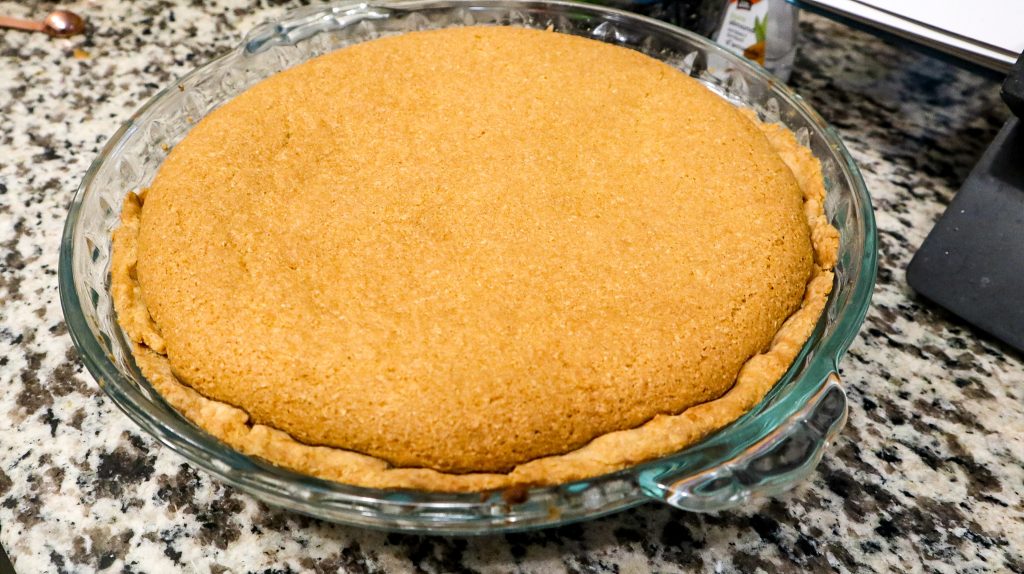 finished bakewell tart cooling on the counter